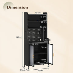 Kitchen Pantry Storage Cabinet with Large Countertop-Black