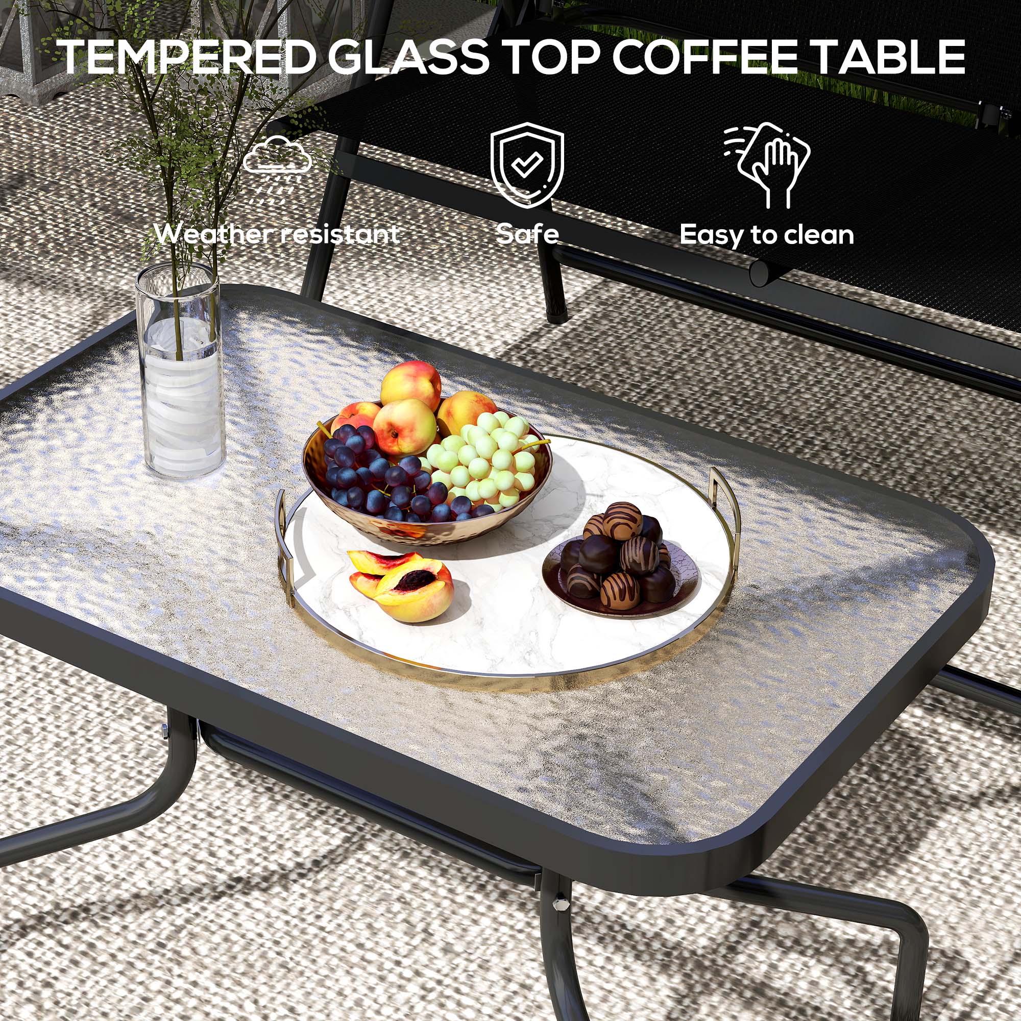 Outsunny Four-Piece Metal Garden Sofa Set - Black