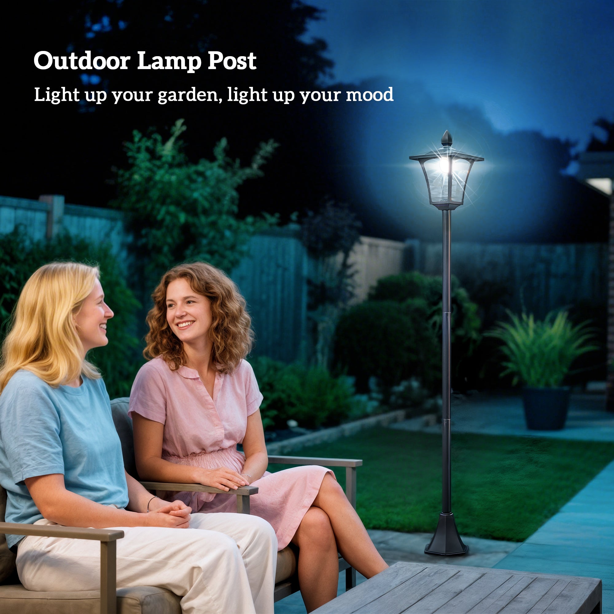 Outsunny Outdoor Garden Solar Post Lamp Sensor Dimmable LED Lantern Bollard Pathway 1.6M Tall √¢‚Ç¨‚Äú Black