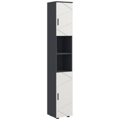 kleankin Line Embossed Tall Bathroom Storage Cabinet - Grey