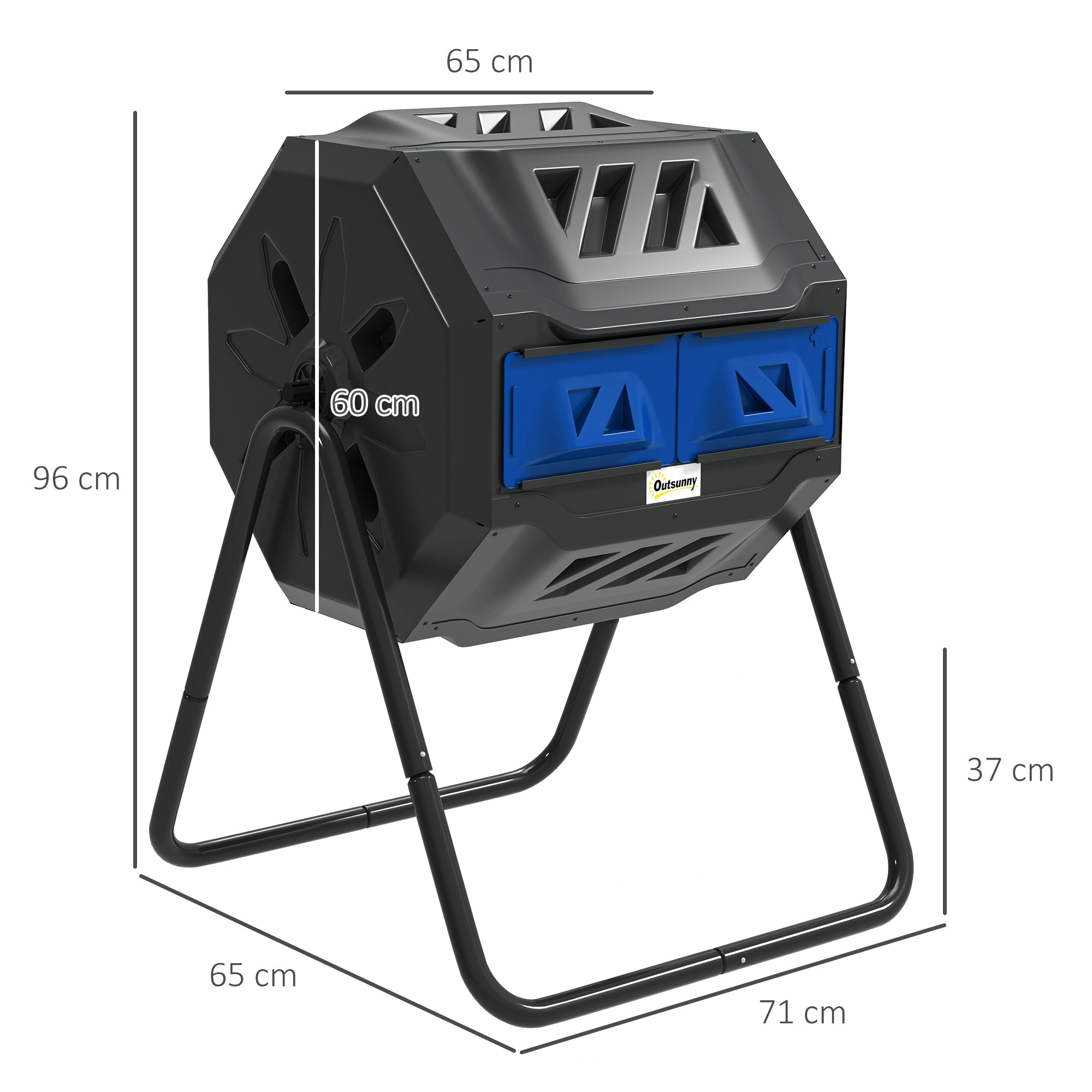 Outsunny 160L 360 Rotating Dual Chamber Composter - Blue