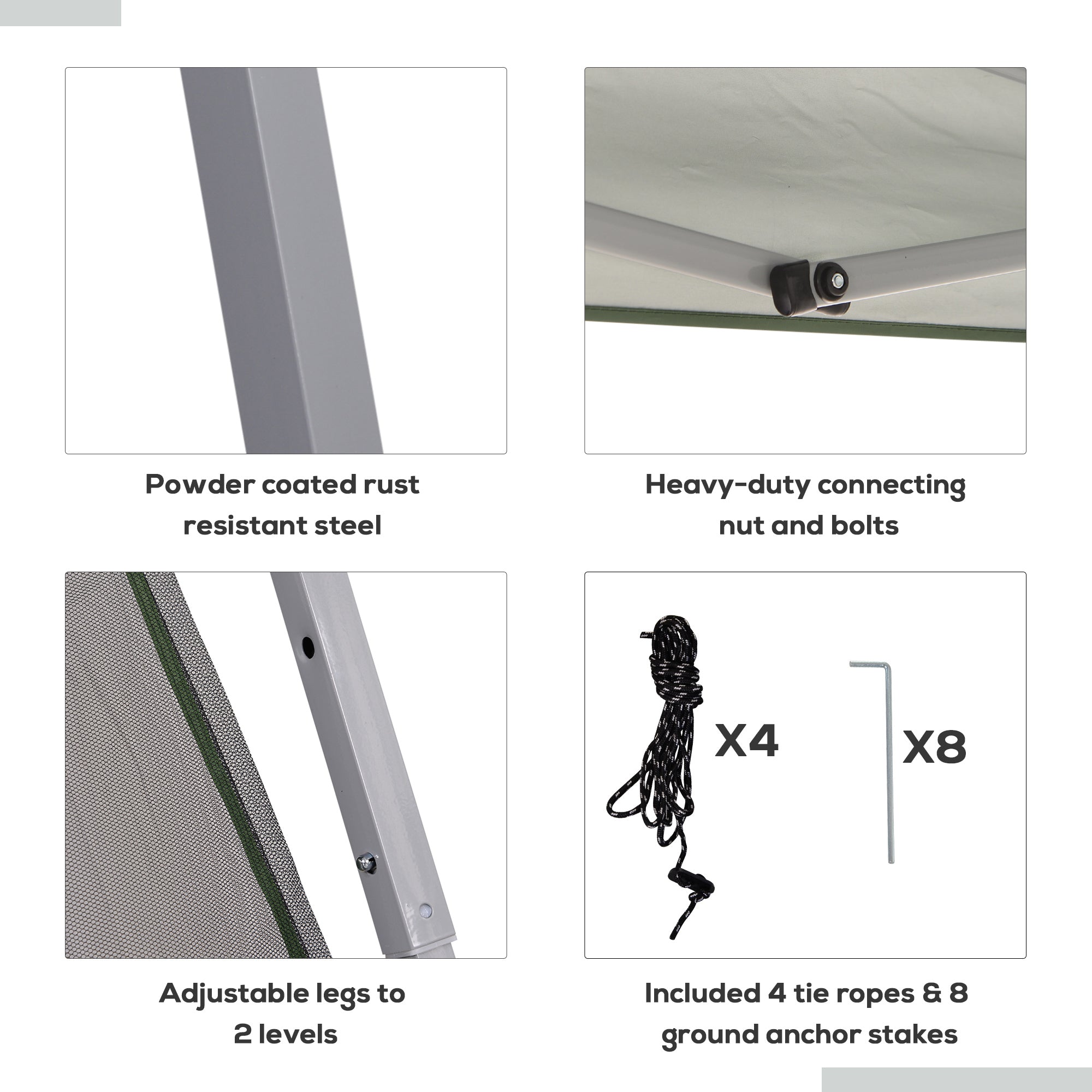 Outsunny Outdoor Garden Pop-up Gazebo Canopy Tent Sun Shade Event Shelter Folding with Adjustable Height, Mesh Screen Side Walls 3.5 M √É‚Äî 3.5 M Base / 3 M √É‚Äî 3 M Top, Green