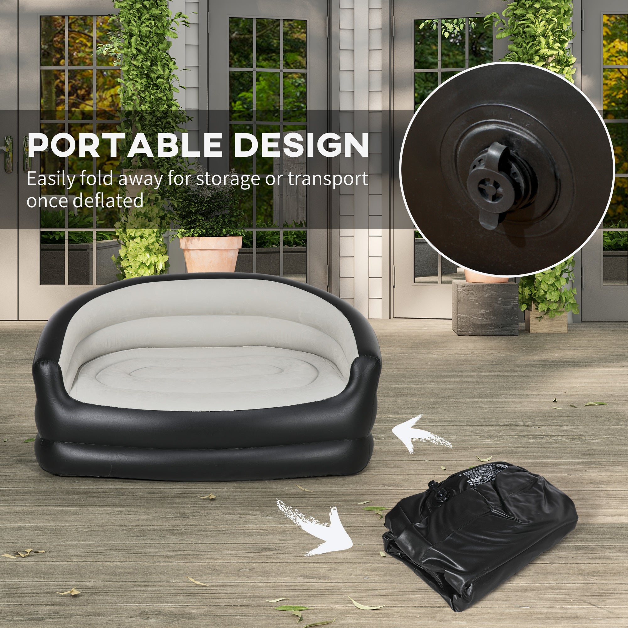 Outsunny Double Inflatable Seat - Grey/Black