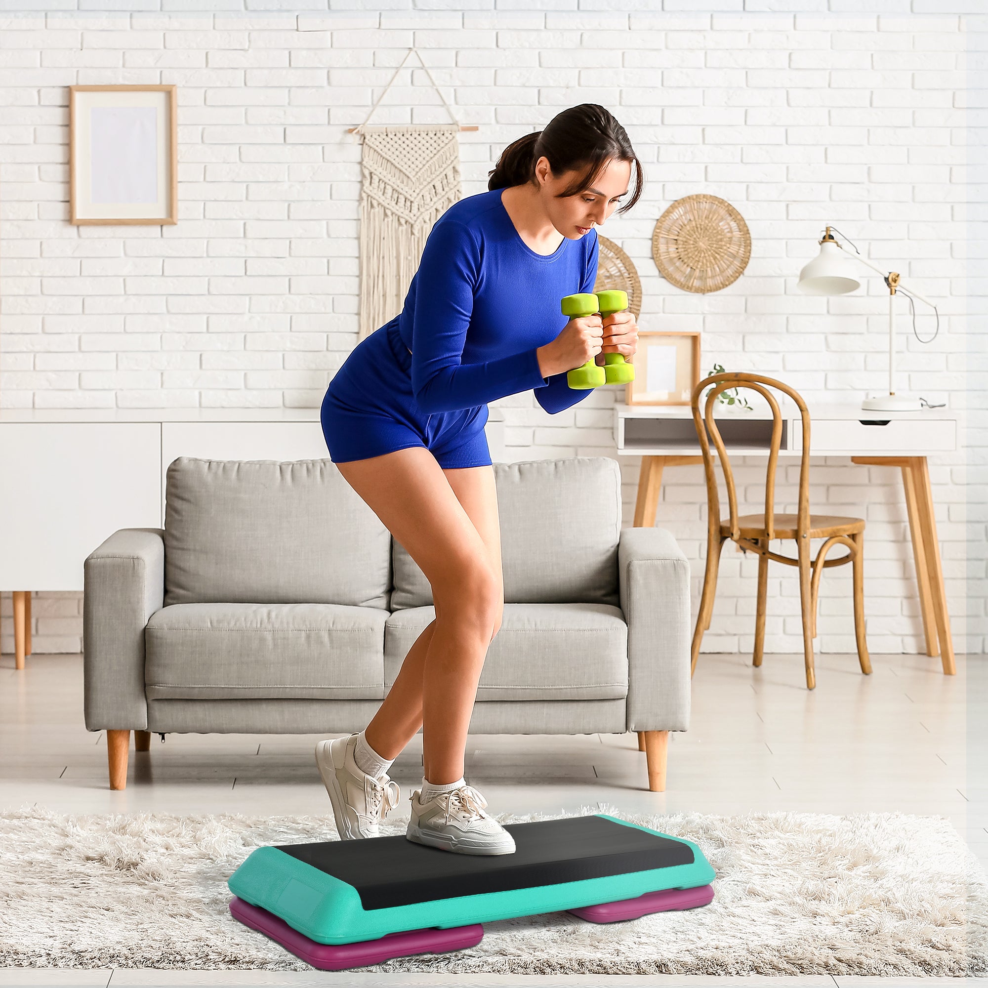 HOMCOM 3-Level Aerobic Step 10/15/20cm Steppers for Exercise Workout w/ Non-Slip Top Compact Stepper Home Office Indoor Outdoor Fitness Equipment