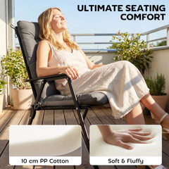 Outsunny Patio Chair Cushions Set of 4, Waterproof Non-Slip Lounge Chair Cushions, 112x53cm, Dark Grey