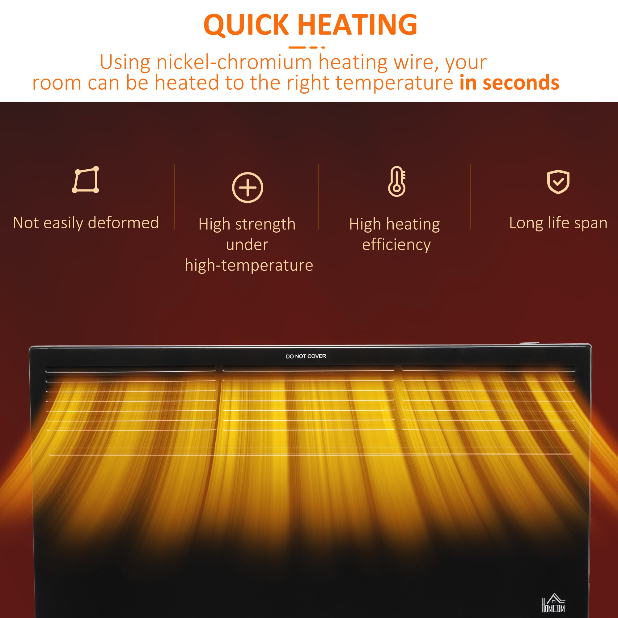 HOMCOM POWER Convector Radiator Freestanding or Wall-mounted Heating with 2 Heat Settings Safety Cut-Off, Black