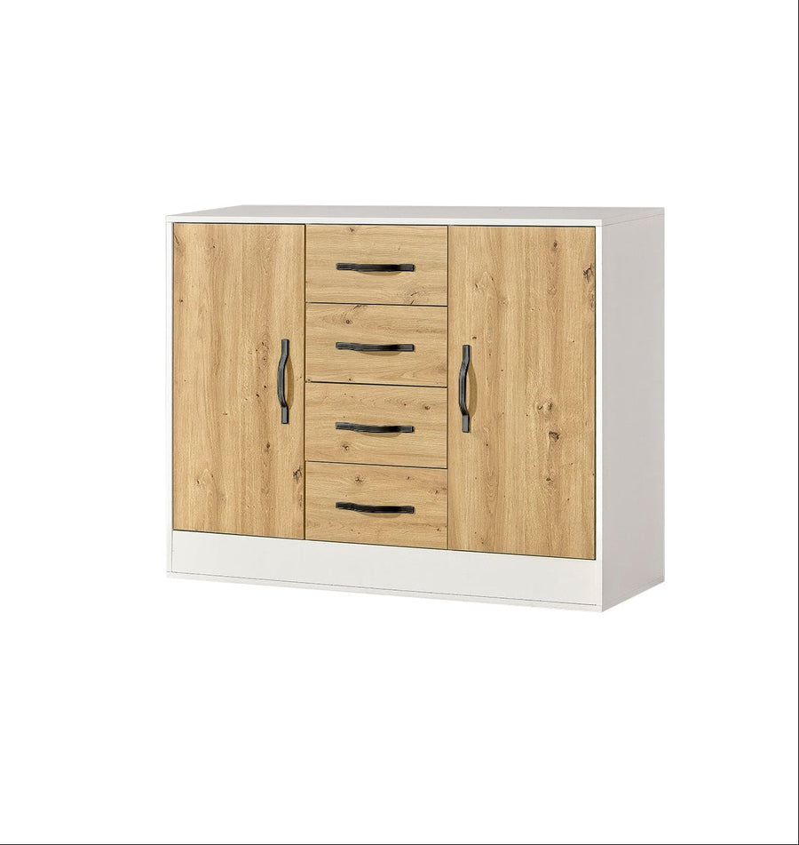 SPACEO Sideboard 120 / Oak Artisan / Black Handles