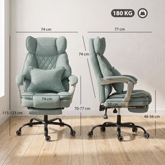 HOMCOM Executive Office Chair, Leathaire Big and Tall Office Chair 180 kg with Wide Seat, Reclining, Lumbar Support, Blue