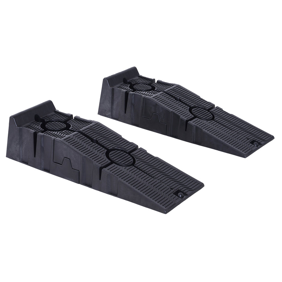 DURHAND 2 Pieces Car Ramps Heavy Duty 2.5 Ton Motorhome Levelling Ramps, Plastic Garage Workshop Car Lift, Portable Automotive Vehicle Campervan Car Ramp, Black