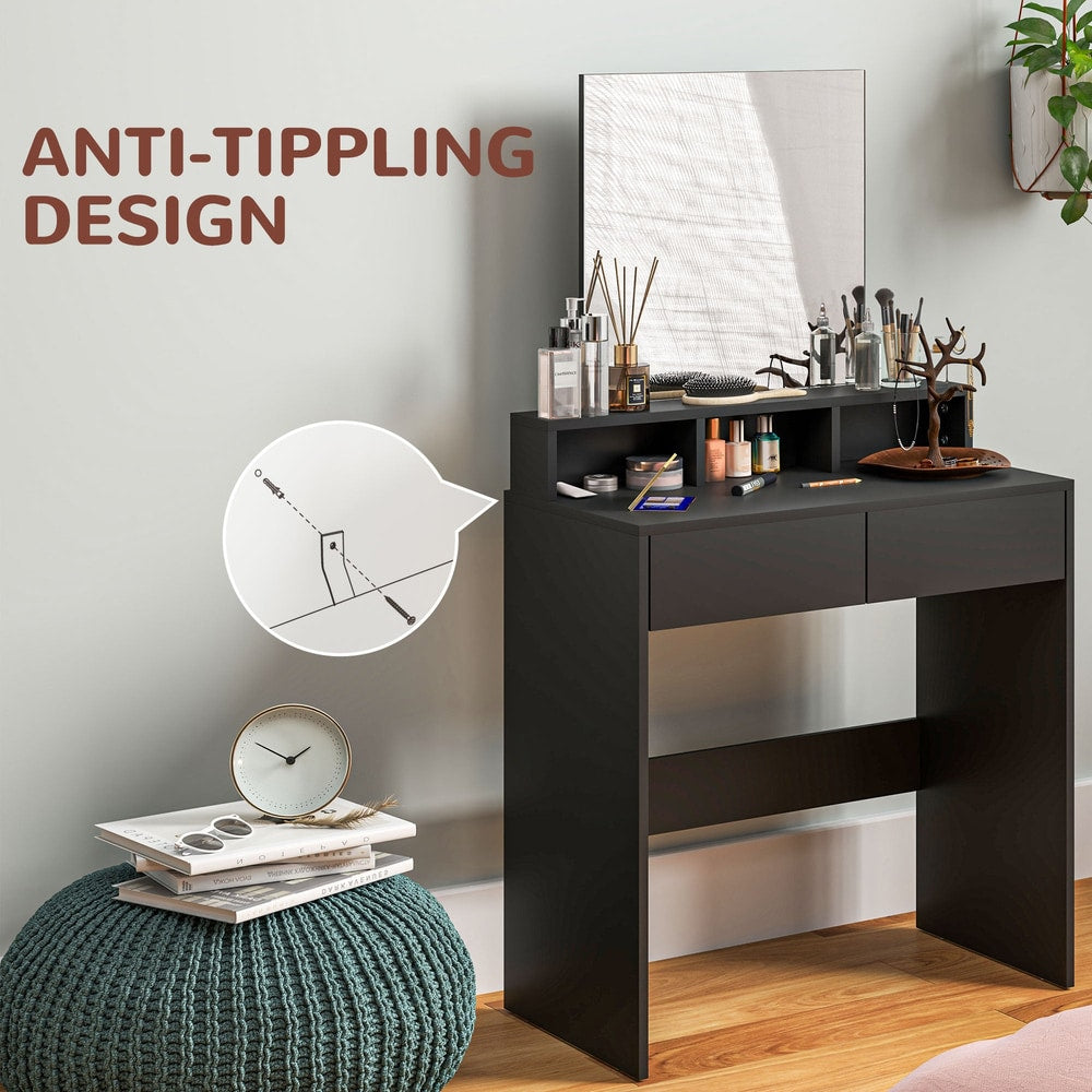 HOMCOM Multi-Storage Dressing Table, with Mirror - Black - product image 5
