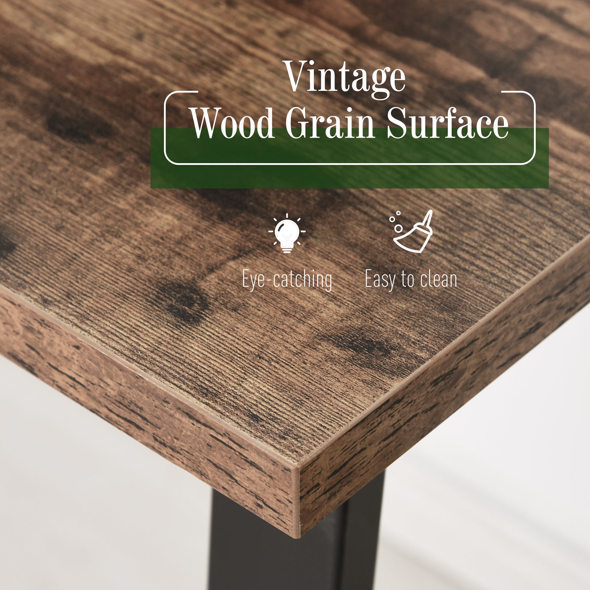 HOMCOM Computer Table, Writing Desk with Steel Frame and Wood Top, Industrial Home Study Table, 115 x 58 x 74.5cm, Rustic Brown and Black