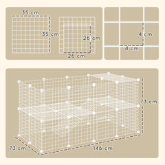 PawHut DIY 36 Panel Pet Playpen Metal Wire Fence for Chinchilla, Hedgehog, Bunny, Indoor, Outdoor Use, White