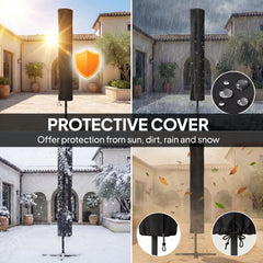 Outsunny 3 x 2 m Garden Parasol Umbrella with LED Solar Light, Parasol Cover, Outdoor Market Patio Umbrella, Dark Grey