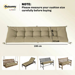 Outsunny Sun Lounger Cushion, Memory Foam Patio Chair Cushion with Ties, Outdoor Seat Pad Fits 190 x 60 cm Lounger, Sand