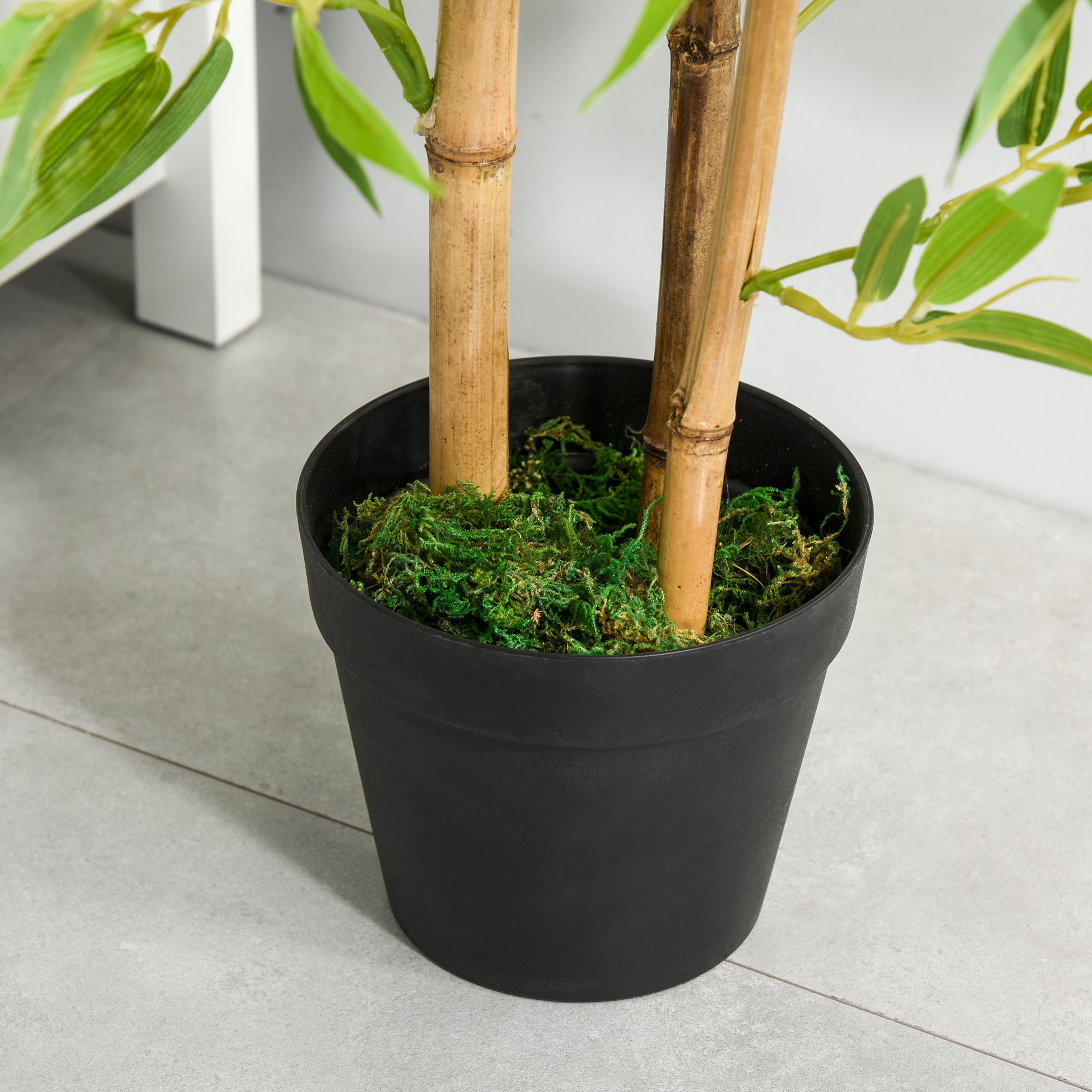 Outsunny Artificial Ficus Tree, with Weighted Plant Pot - Green
