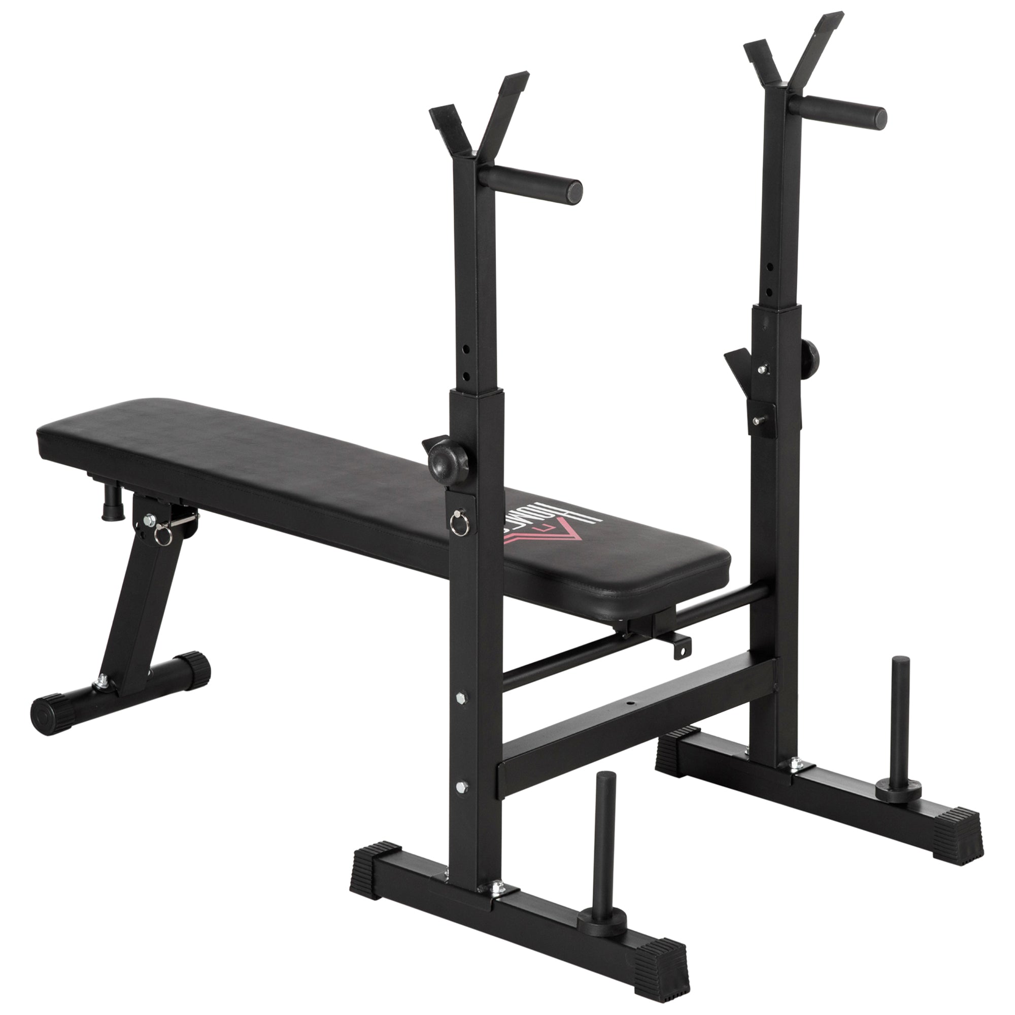 HOMCOM Adjustable Weight Bench, Foldable Bench, with Barbell Rack, Black