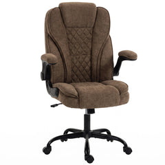 HOMCOM Office Chair, Ergonomic Desk Chair with Flip-up Armrest, Pocket Springs, Swivel Wheels, Adjustable Height, Brown