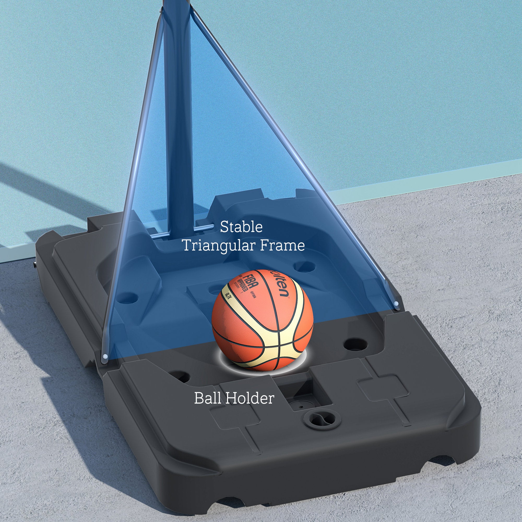 SPORTNOW 2.3-3.05m Basketball Hoop and Stand, with Weighted Base, Wheels, Black