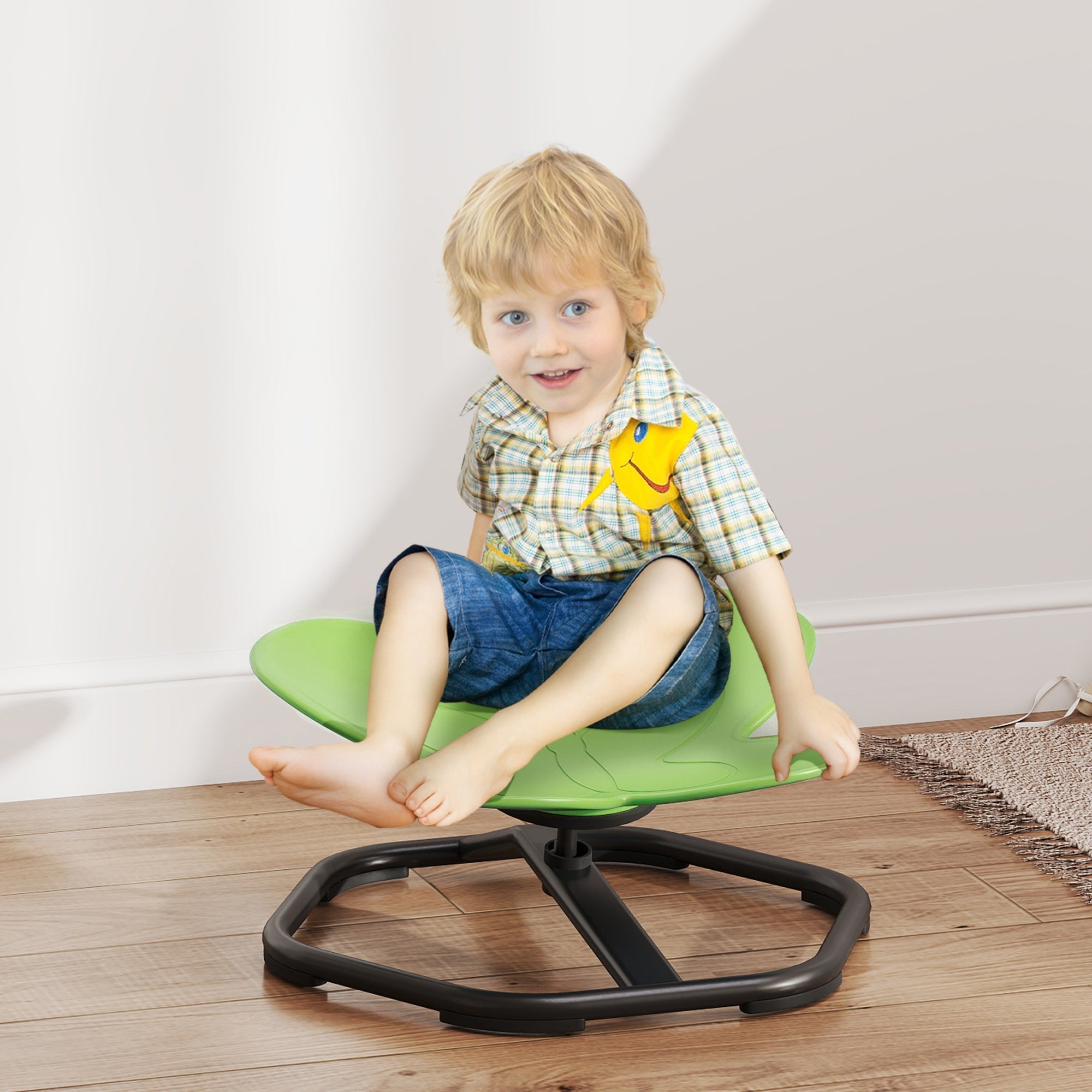 AIYAPLAY Butterfly-Shaped Kids Swivel Chair, Sensory Spinning Chair for Balance and Coordination Training, Green