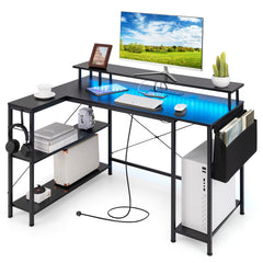 L-Shaped Gaming Desk in Black