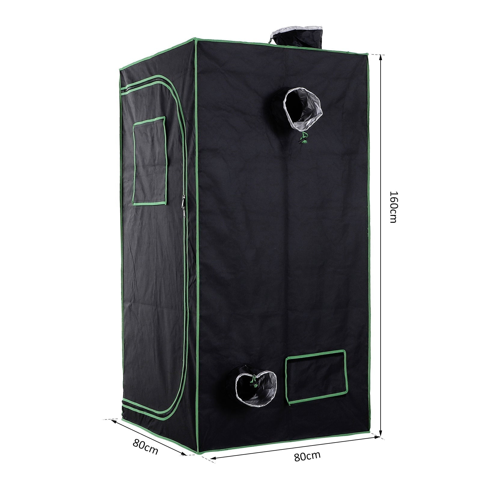 Outsunny Grow Tent Reflective Mylar Hydroponic with Adjustable Vents and Floor Tray for Indoor Plant Growing, 80 x 80 x 160 cm (31.5" x 31.5" x 63")