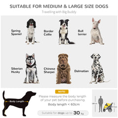 PawHut Foldable Pet Stroller, with Washable Cushion, Storage Bags, Safety Leash, for Medium, Large Dogs, Cats - Yellow