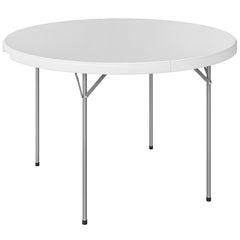 Outsunny 120 cm Folding Picnic Table, Camping Table with Non-slip Foot Pads and Metal Frame, 100 kg Load, for Garden, White