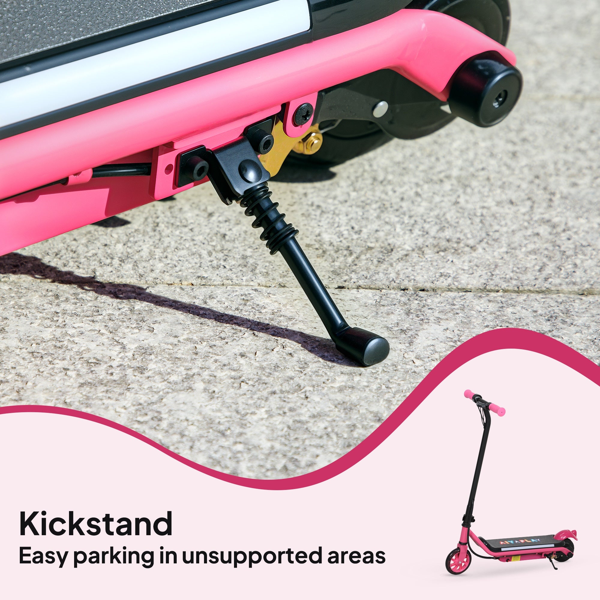 AIYAPLAY Electric Scooter for Kids Aged 6-14 Years, with Colourful Lights, Pink