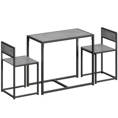 HOMCOM 3 Piece Table Stool Set - Charcoal Grey Wood-Effect