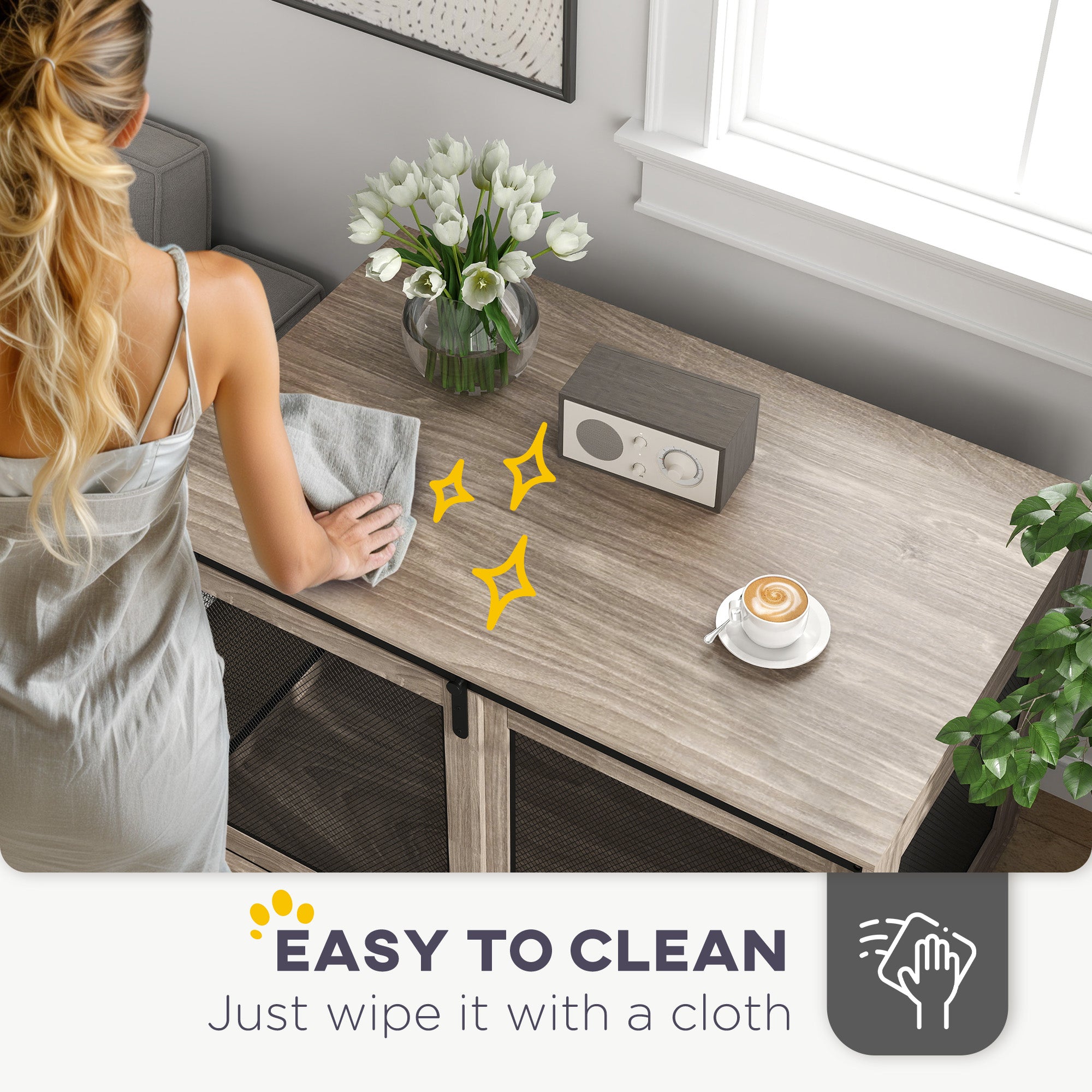 PawHut Dog Crate Furniture with Sliding Door for XL Dogs, Brown