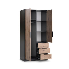 Lati Hinged Door Wardrobe 100cm in Oak Viking, image 3