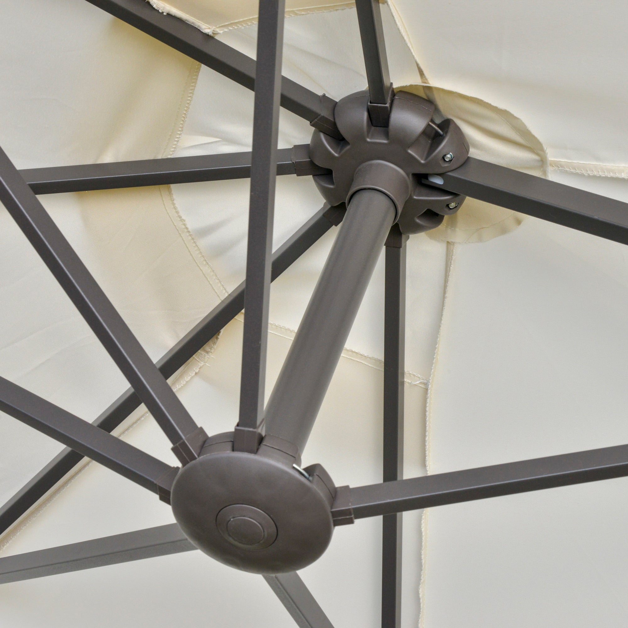 Outsunny 4.6M Sun Umbrella Canopy Double-sided Crank Sun Shade w/ Cross Base Off White