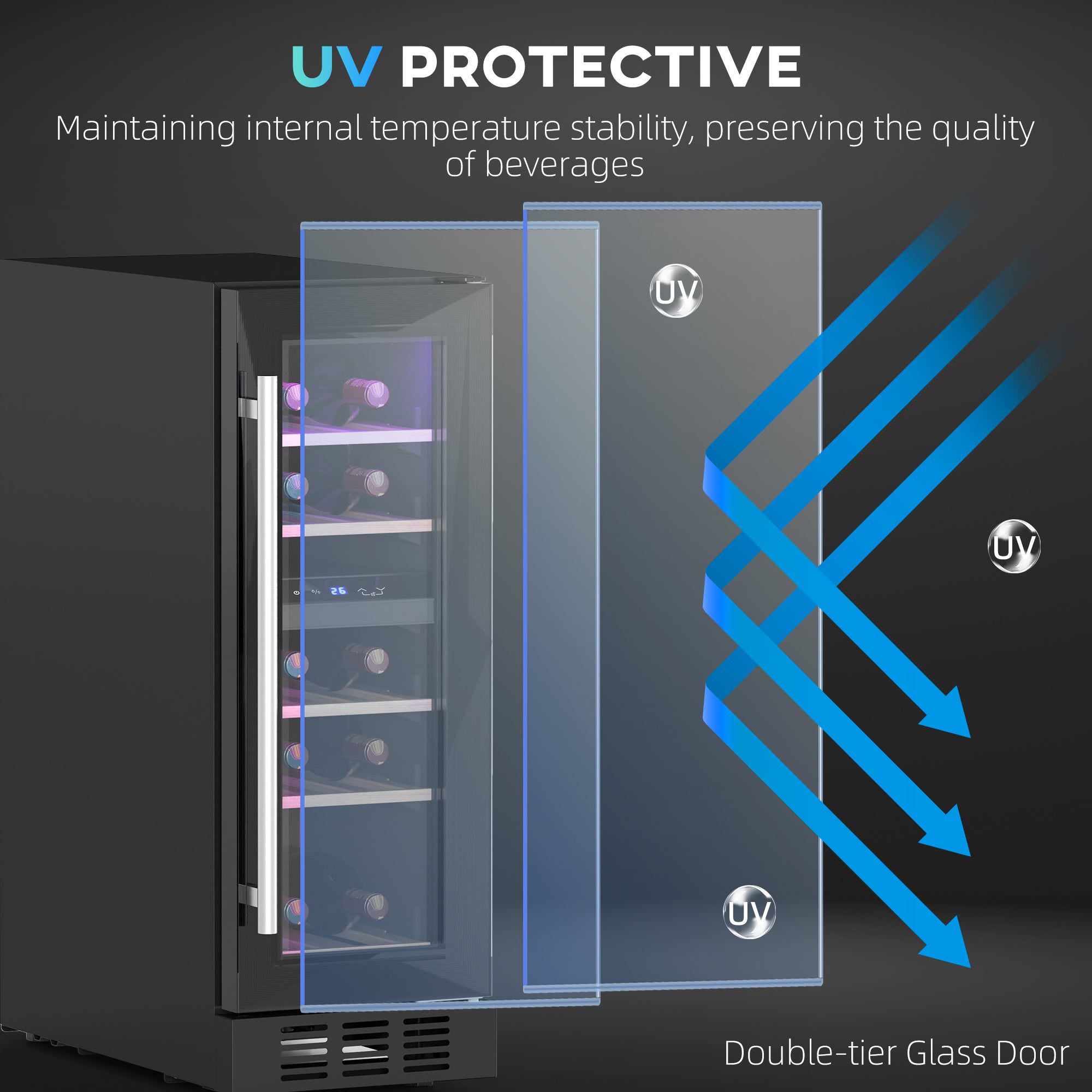 HOMCOM 16 Bottle Dual Zone 5-18√¢‚Äû∆í Wine Fridge - Black