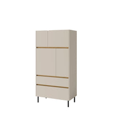 The highboard cabinet shown in a neutral tone with clean lines and minimalist design