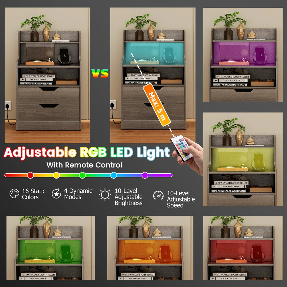 LED Nightstand in Grey