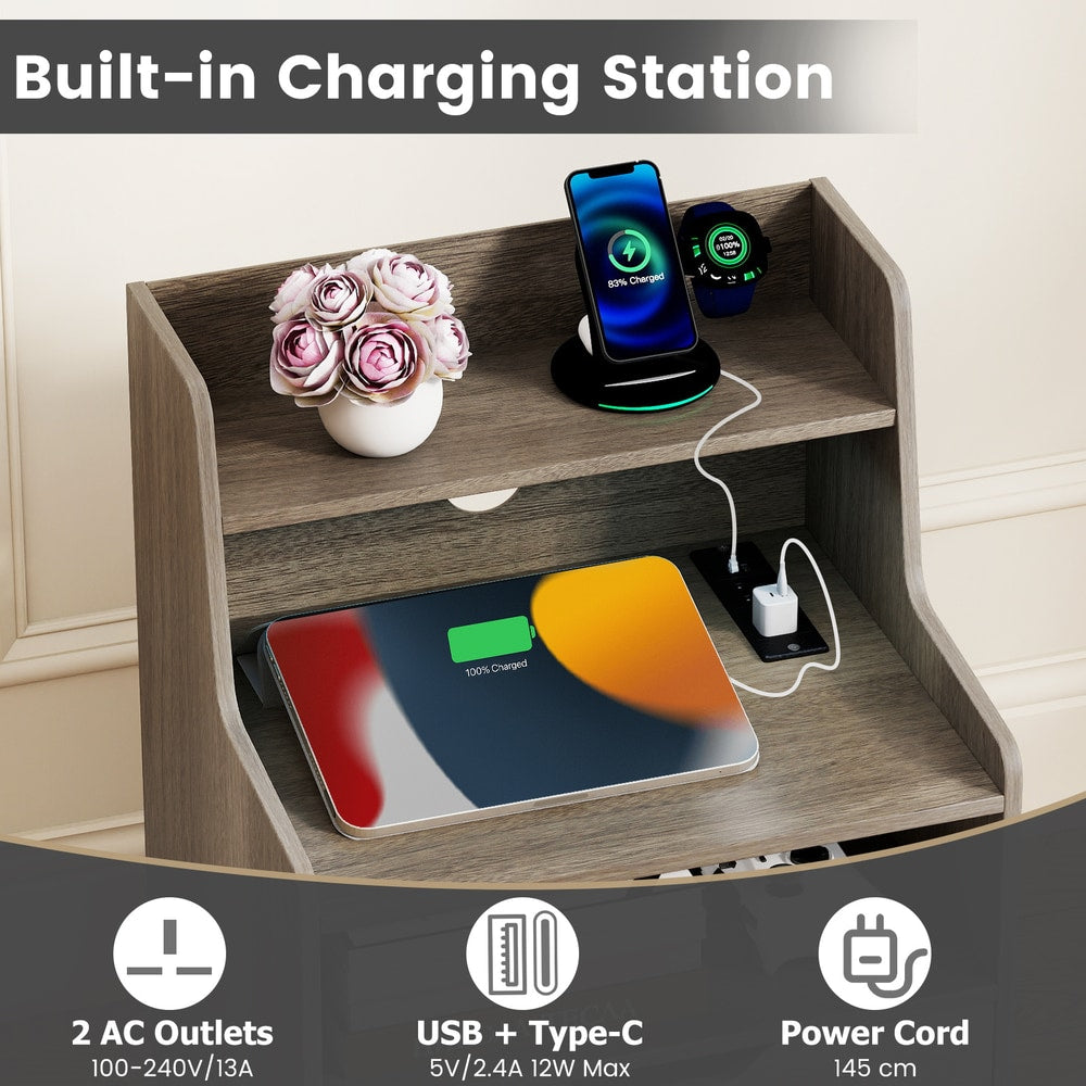 LED Nightstand in Grey