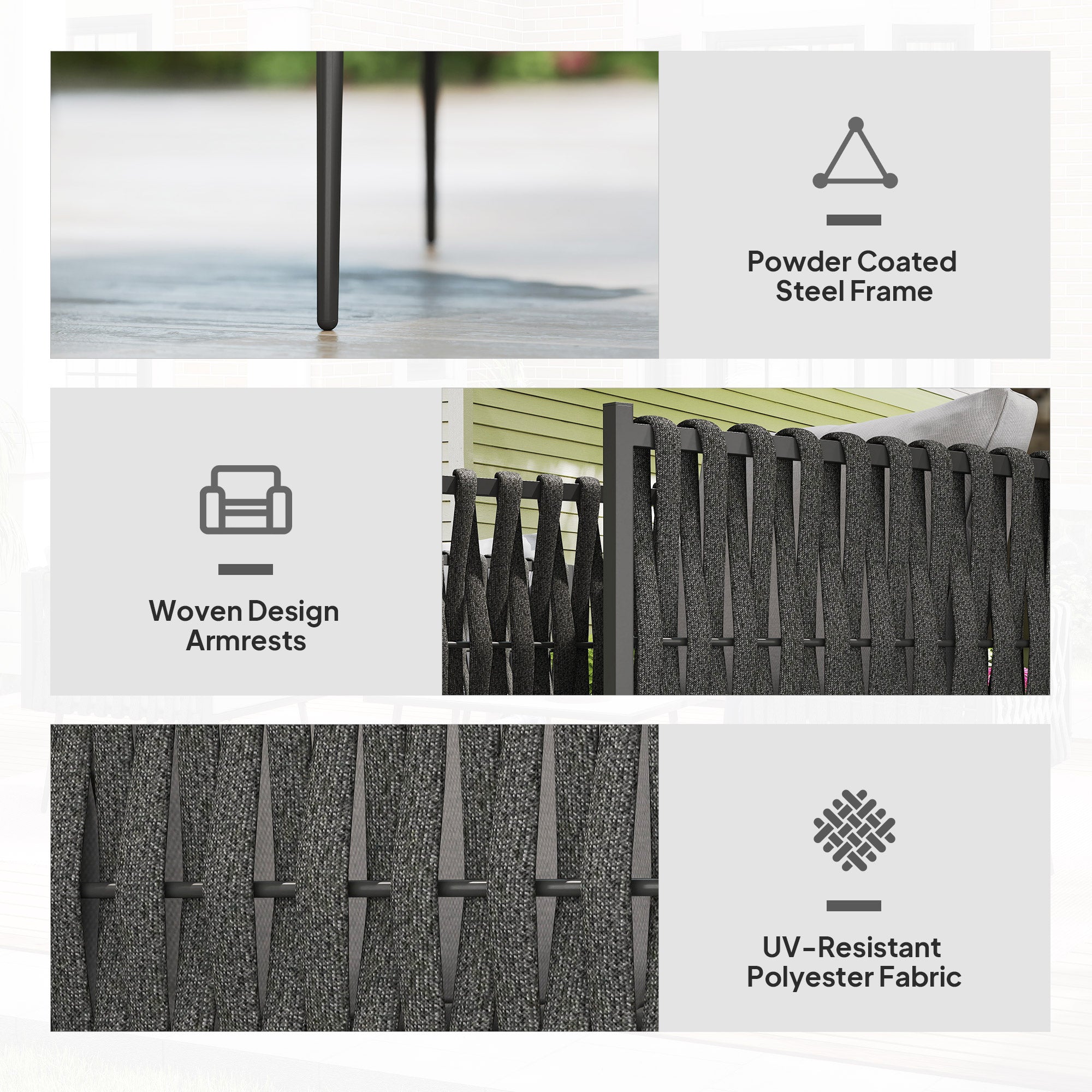 Outsunny 4-Piece Garden Furniture Set with Cushions - Light Grey