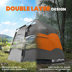 Outsunny Double Layer Instant Pop Up Tent with Rainfly, Portable Camping Shelter with Sewn-in Groundsheet and Carry Bag, Orange
