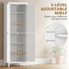 HOMCOM 170 cm Tall Bathroom Storage Cabinet, Freestanding Narrow Bathroom Cabinet with Adjustable Shelves for Laundry Room