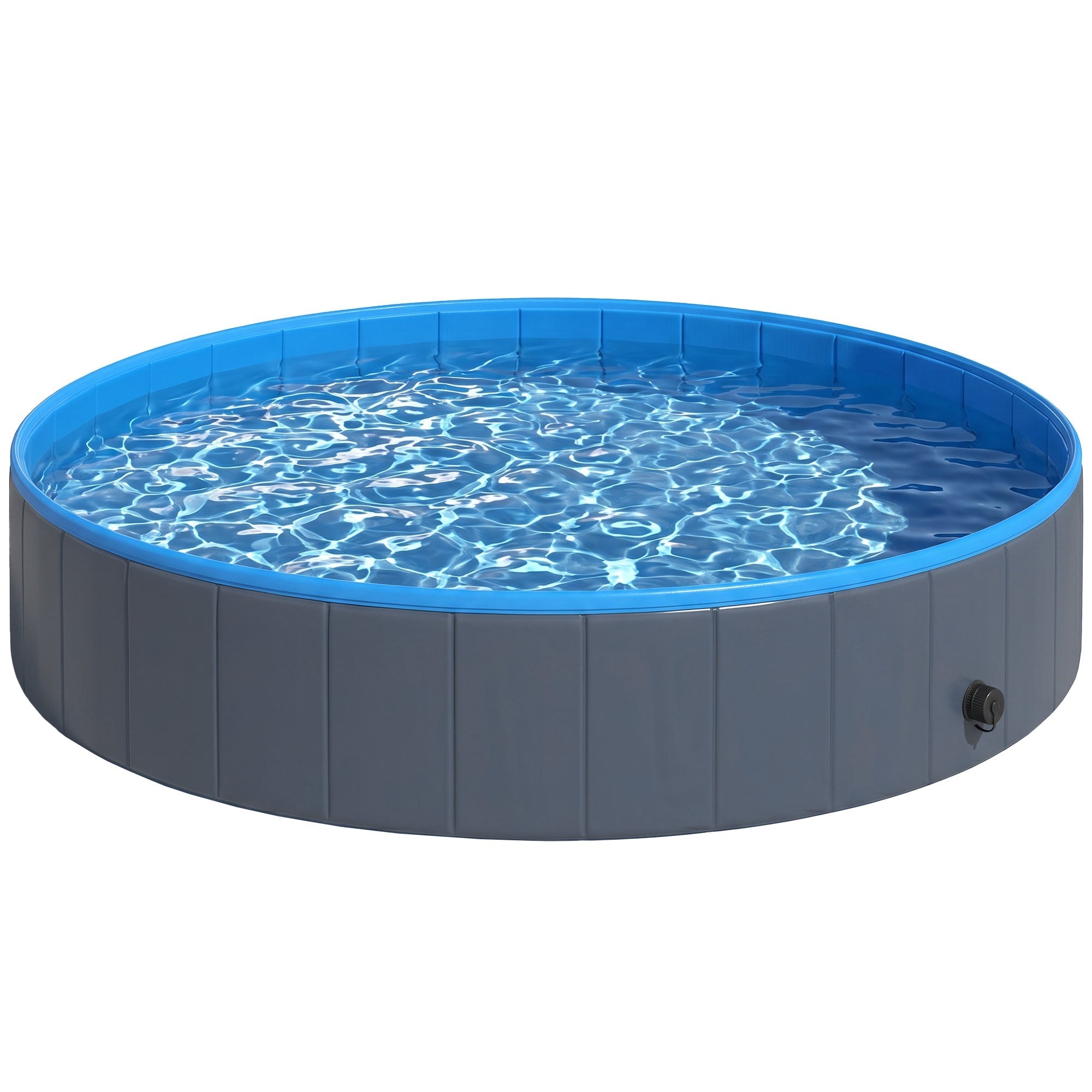 PawHut Foldable Dog Pool for Puppies and Ducks Dog Paddling Pool Bath Tub, Dark Grey, 160 x 30cm