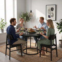 HOMCOM Dining Table Space Saving Kitchen Table Spliced Tabletop Conical Metal Base 120 cm Round Black