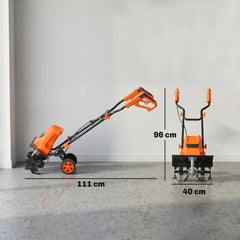 Outsunny 1500W Electric Garden Tiller w/Foldable Handle, 40cm Working Width, 20cm Tilling Depth, 6 Blades, 2 Adjustable Wheels