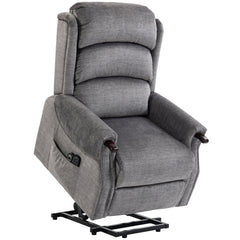 HOMCOM Power Lift Recliner with Vibration Massage and Heat, Lift Chair for Tall with Wood Grip, Pocket Spring, Light Grey