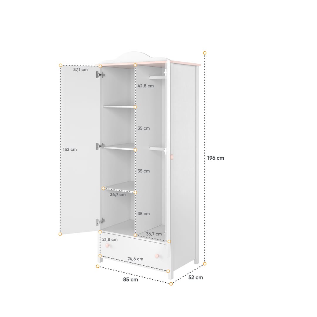 Luna LN-12 Hinged Wardrobe 85cm