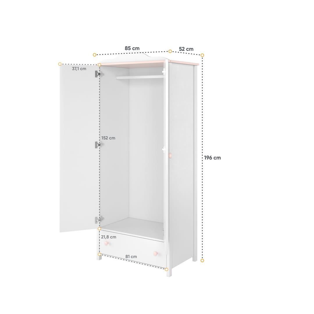 Luna LN-01 Hinged Wardrobe 85cm