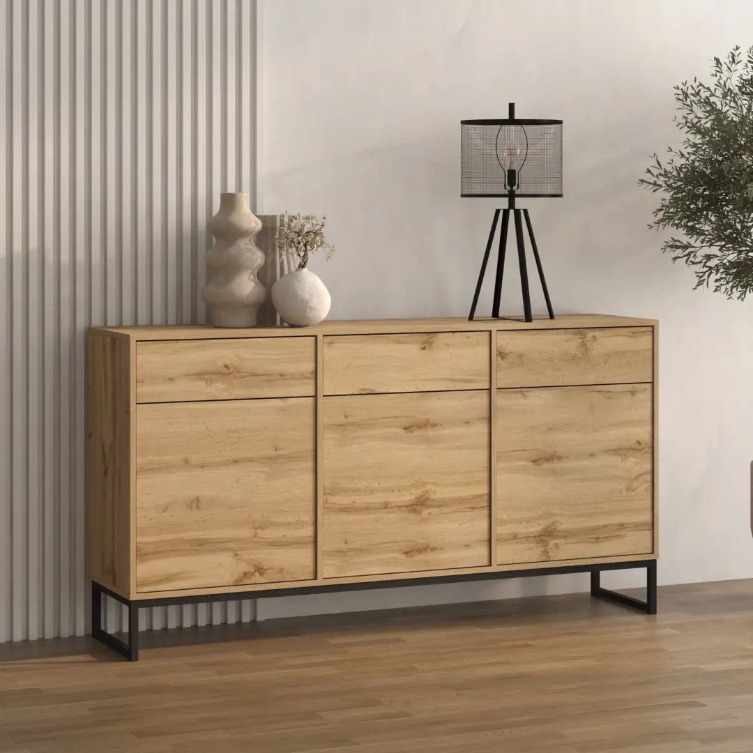 Loft Sideboard Cabinet 157cm in Oak Wotan, image 13