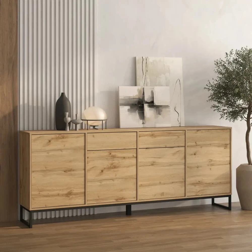 Loft Sideboard Cabinet 209cm in Oak Wotan, image 13