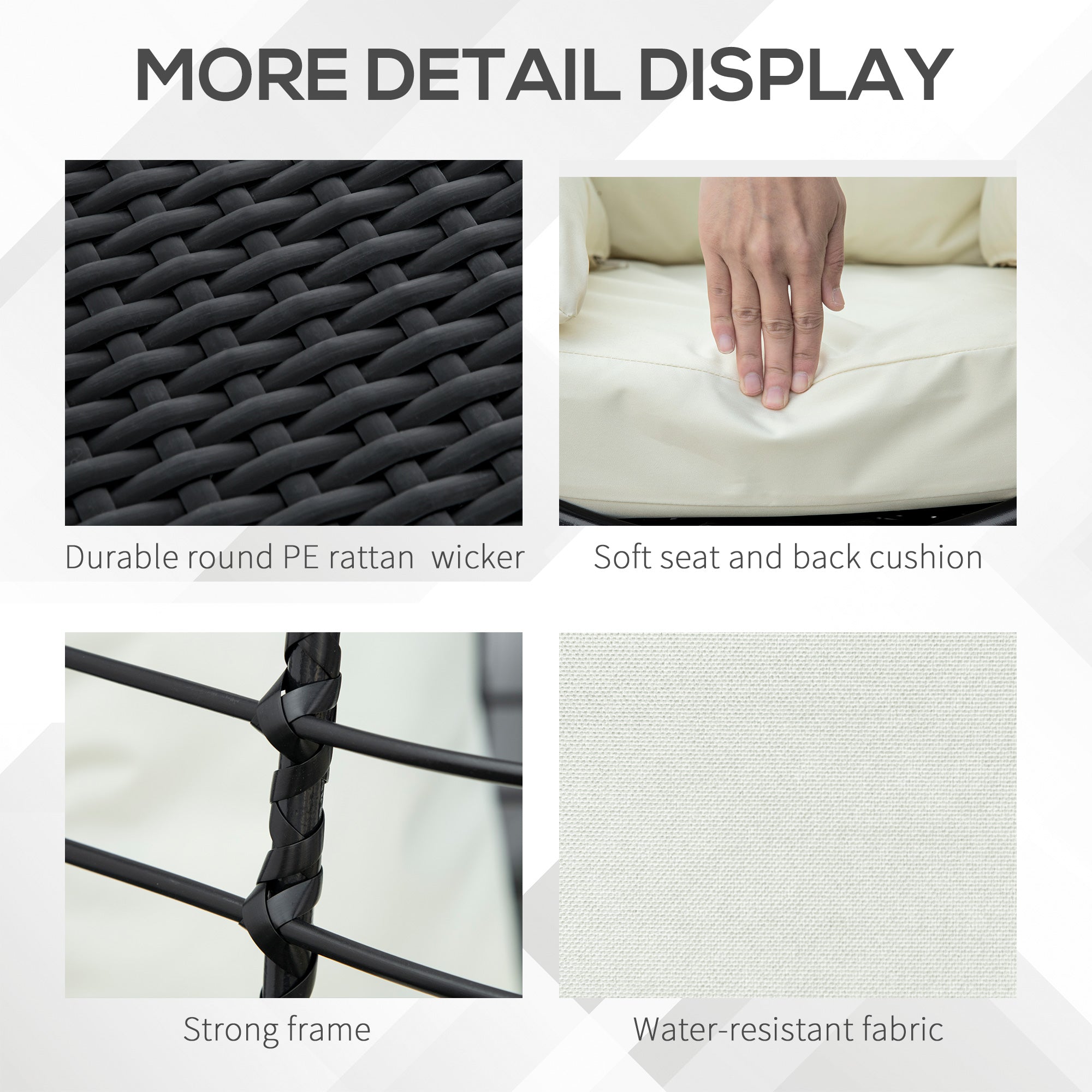 Outsunny 360√Ç¬∞ Swivel Egg Chair, Garden Rattan Swivel Chair with Thickened Cushion and Pillow, 150 KG Capacity for Indoor Outdoor, Balcony, Patio, Black