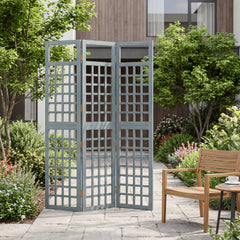 Outsunny 3-Panel Garden Privacy Screen, Freestanding Foldable Wooden Outdoor Divider/Trellis, Decorative Privacy Screen, Grey
