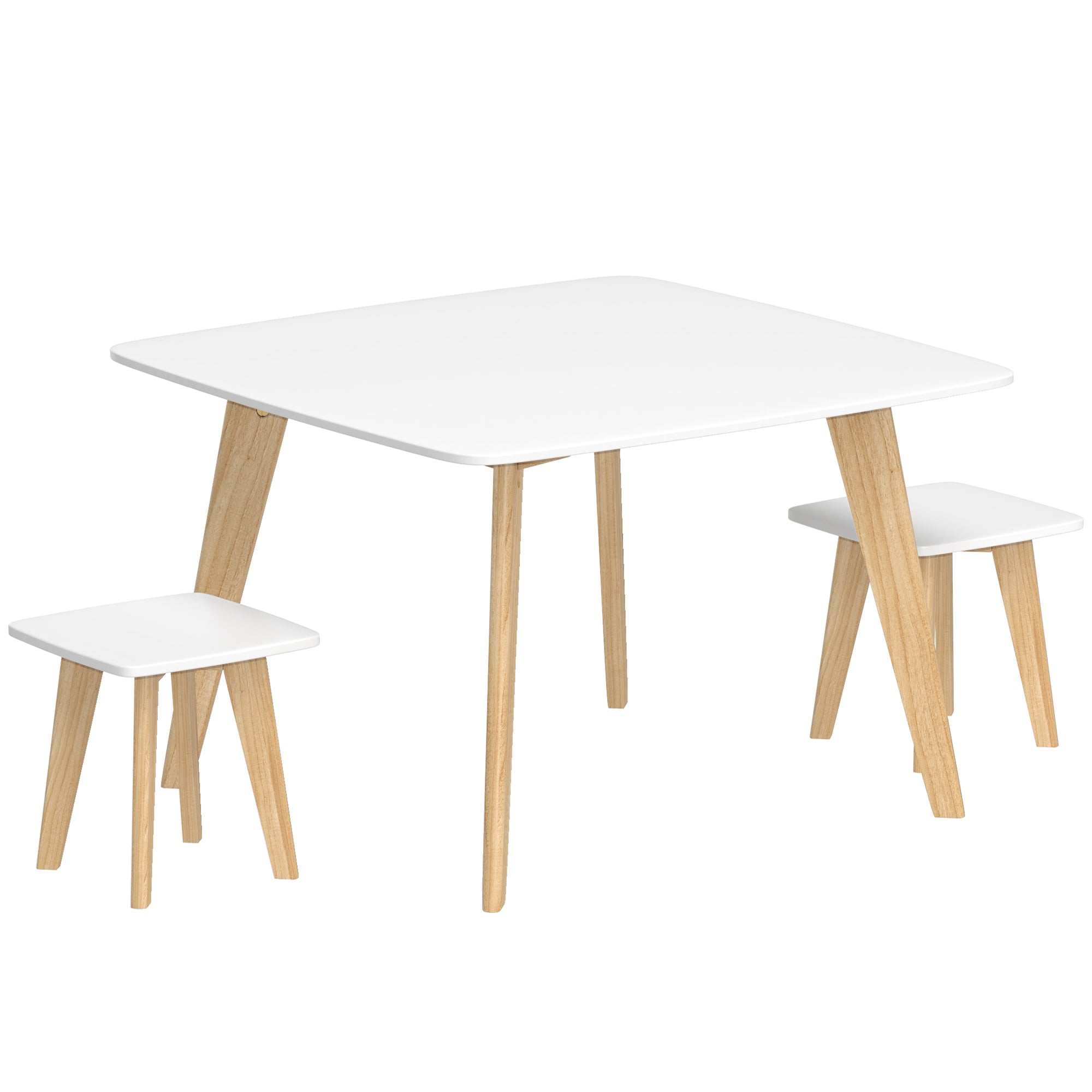 AIYAPLAY Kids Table and Chair Set, 3-Piece Toddler Furniture Set for Playroom, Bedroom, Ages 3-8 Years, White